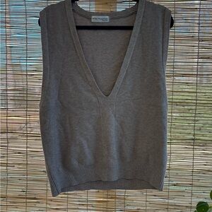 Taupe/Brown V-Neck Sweater Vest